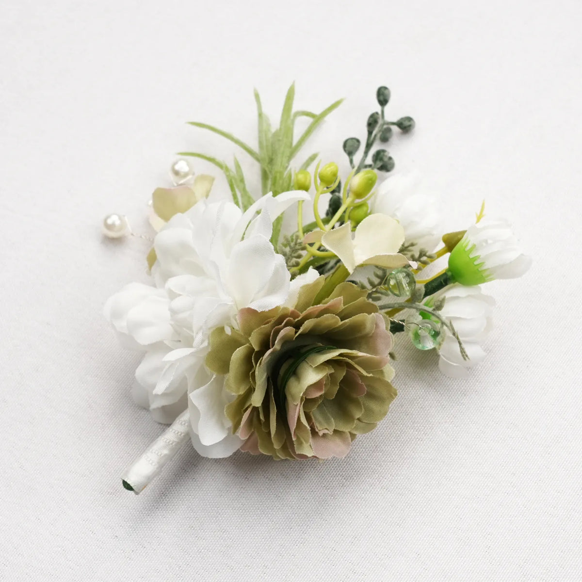 Uflower Boutonnieres in Green White MG80008-03*6