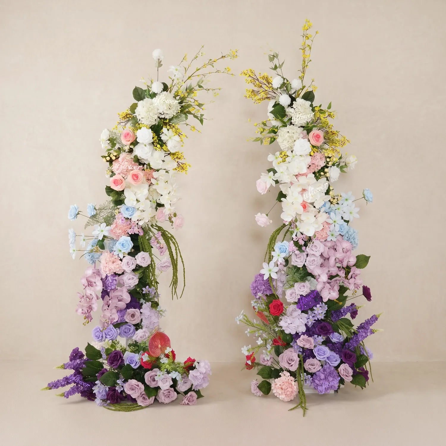 Uflower Purple Horn Arch Wedding Backdrop Party Event Decor Props SET80250-01