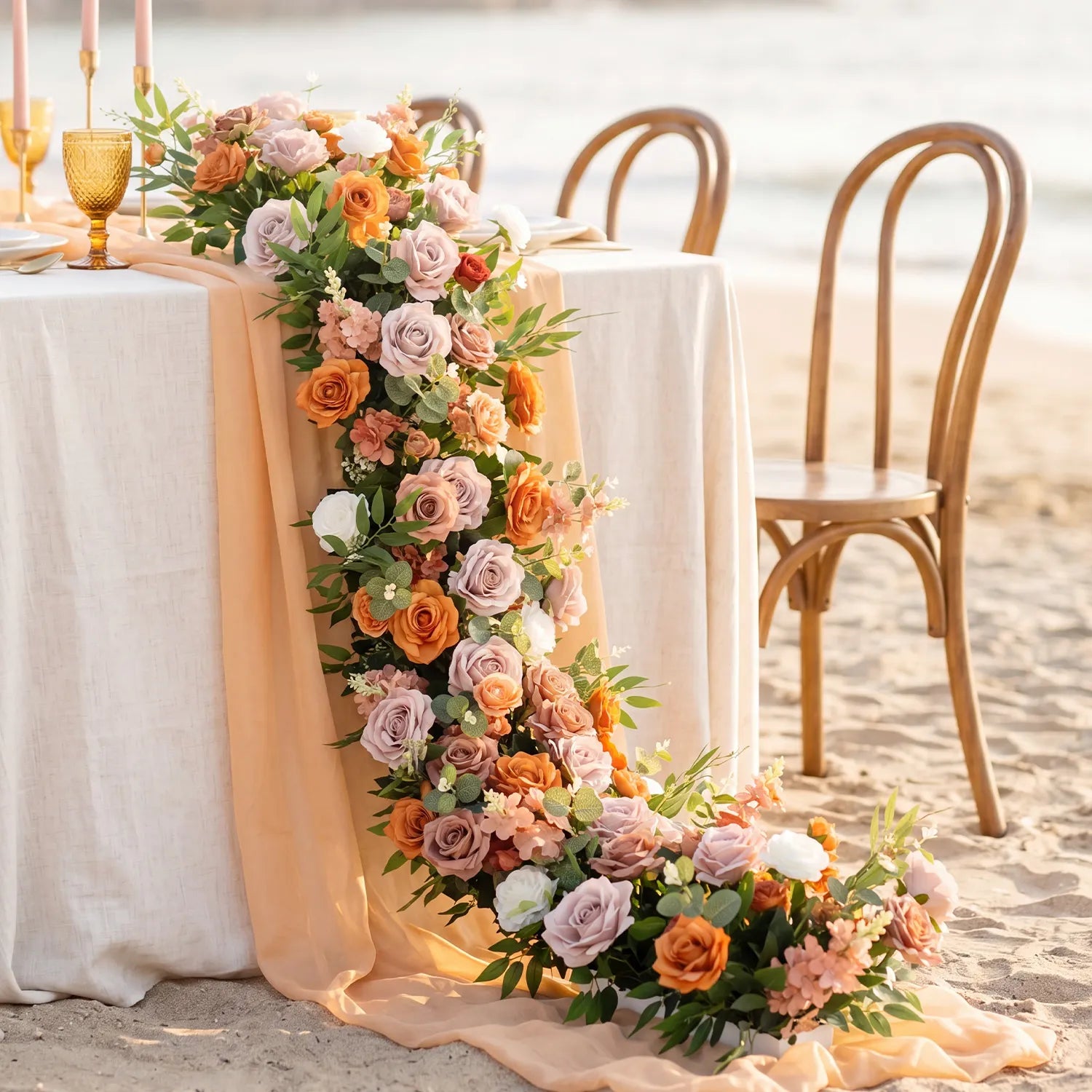 Uflower Mocha Table Runner Sofa Floral Wedding Party Backdrop Decor MC80386-01