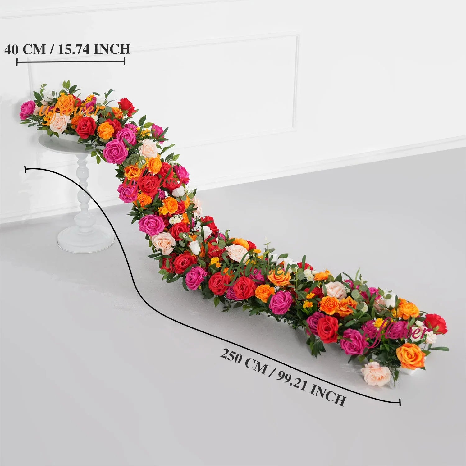 Uflower Colored Rose Table Runner Sofa Floral Wedding Backdrop Decor SET80149 - Uflower