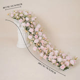 Uflower  Pink Rose&Baby's Breath Flower Row  Table Runner  MC80230-05
