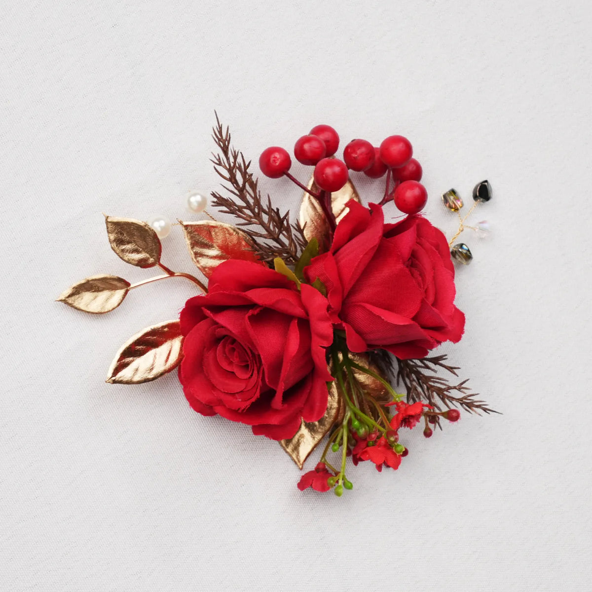 Uflower 6 pièces corsages de poignet rouges MG80002-04*6