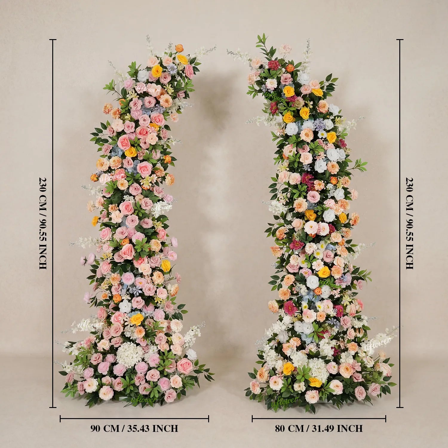 Uflower Colorful Floral Arrangement Horn Arch Wedding Backdrop Props SET80242-01