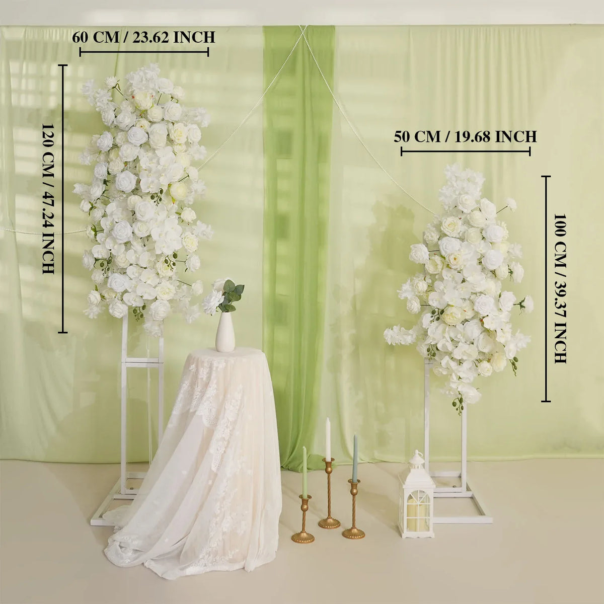 Uflower Artificial White Rose Flower Row Wedding KT Backdrop Decor SET80129 - Uflower