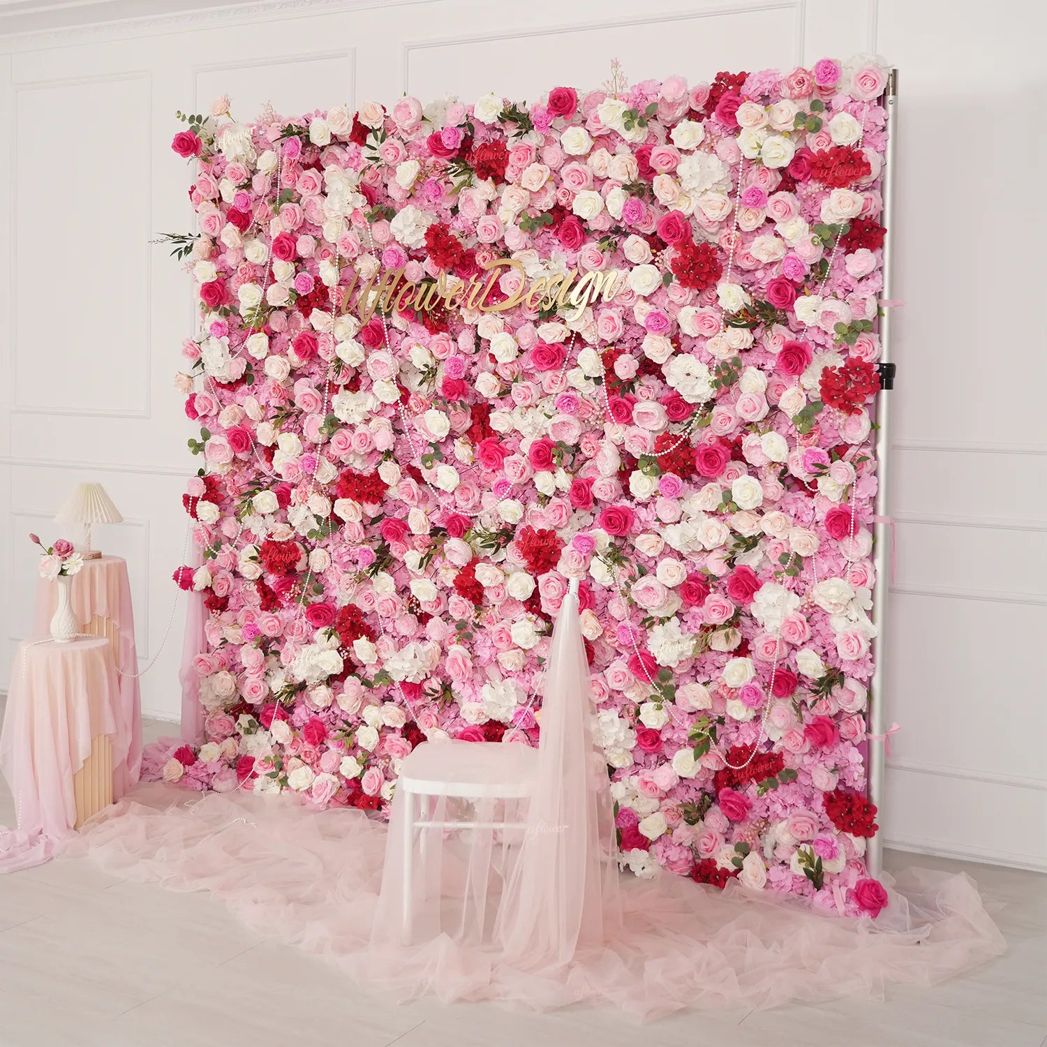 Uflower Pink Flower Wall Wedding Party Proposal Decor SET80228