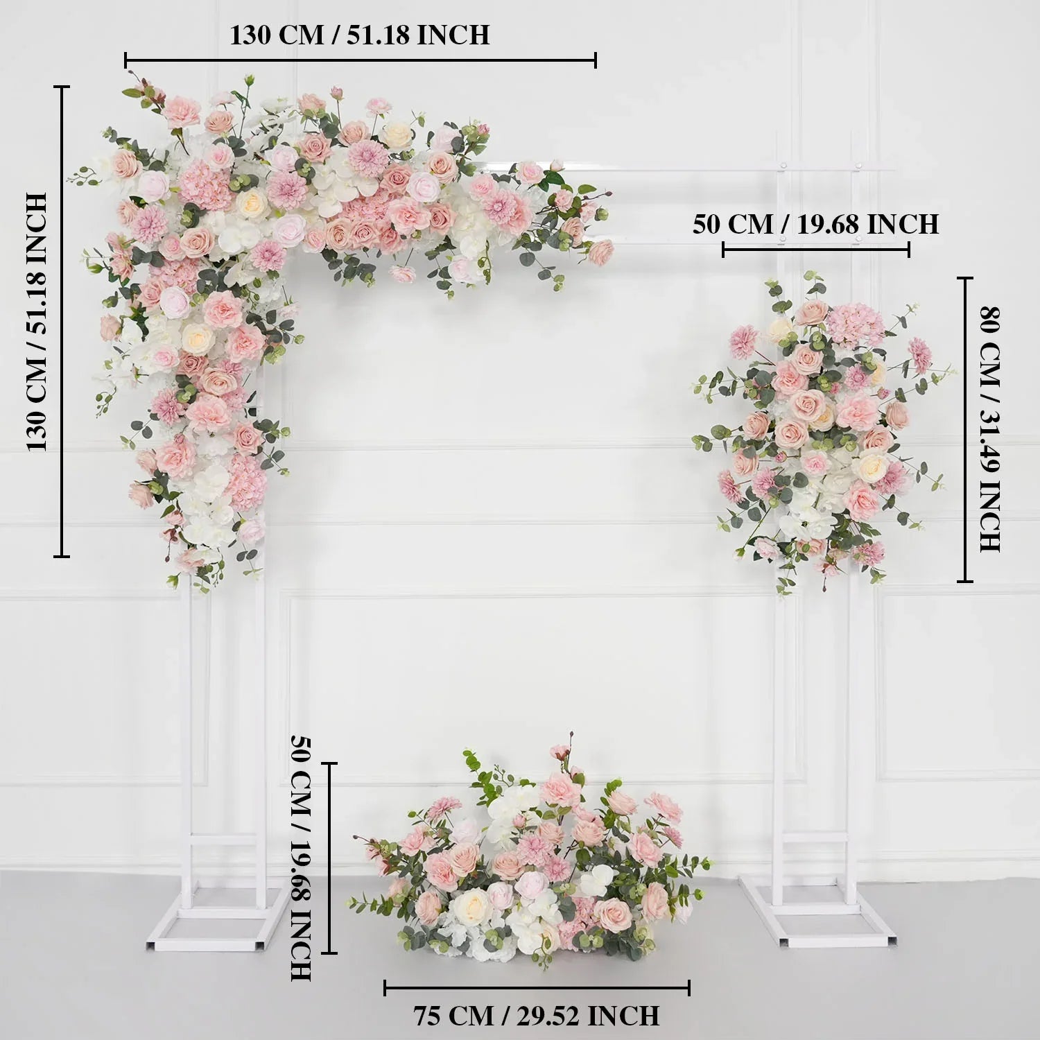 Uflower Wedding Backdrop Pink Rose Green Leaf Floral Arrangement SET80128 - Uflower