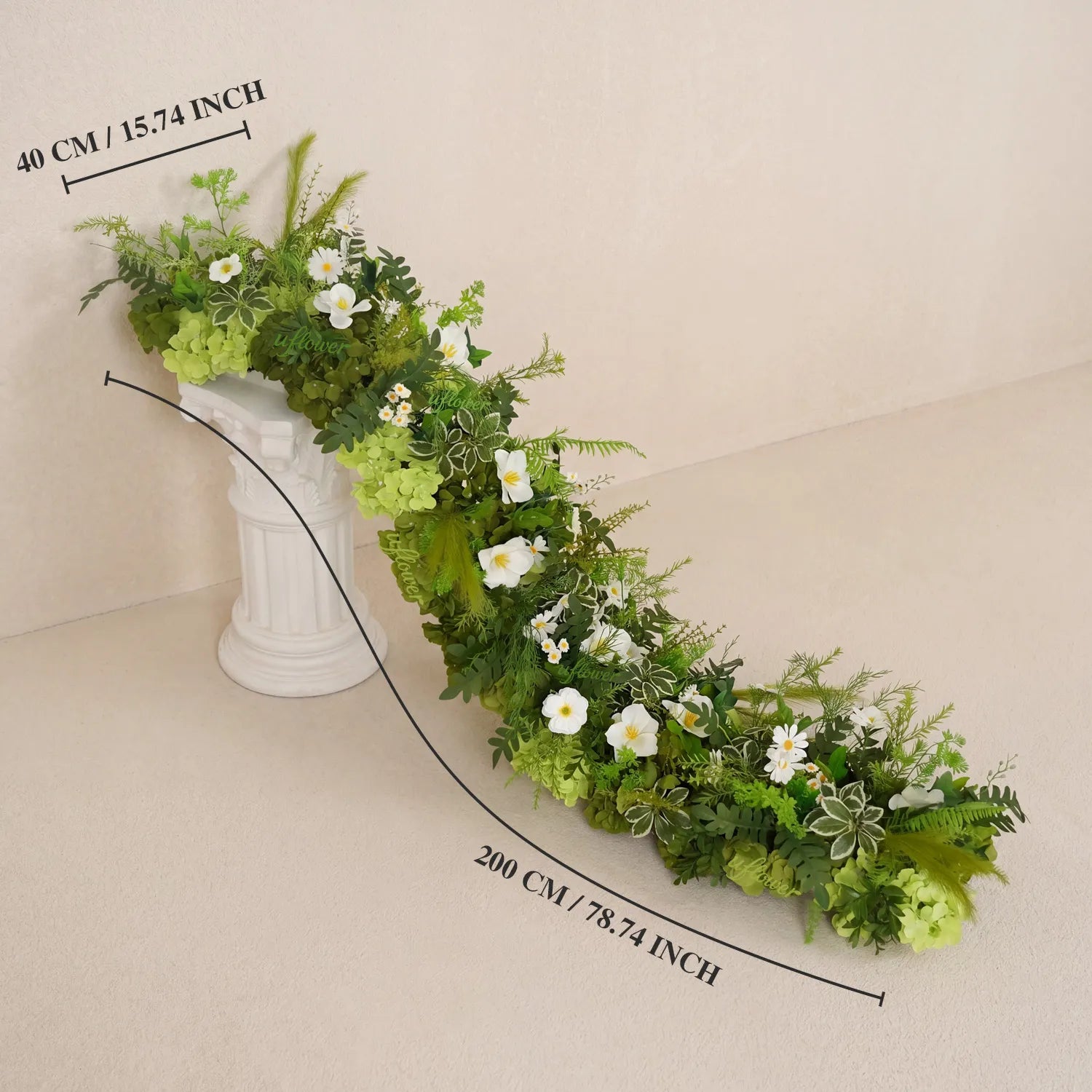 Uflower Greenery Floral Row Wedding & Event Backdrop MC80310-01