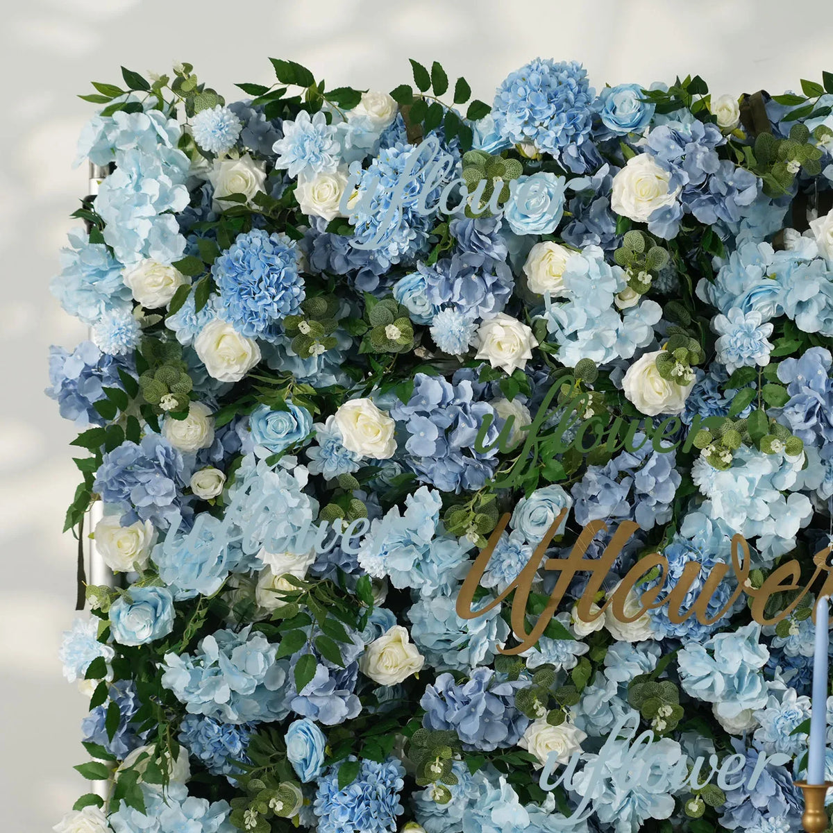 Uflower Blue White Flower Wall Floral Backdrop Wedding Party Proposal Decor SET80144 - Uflower