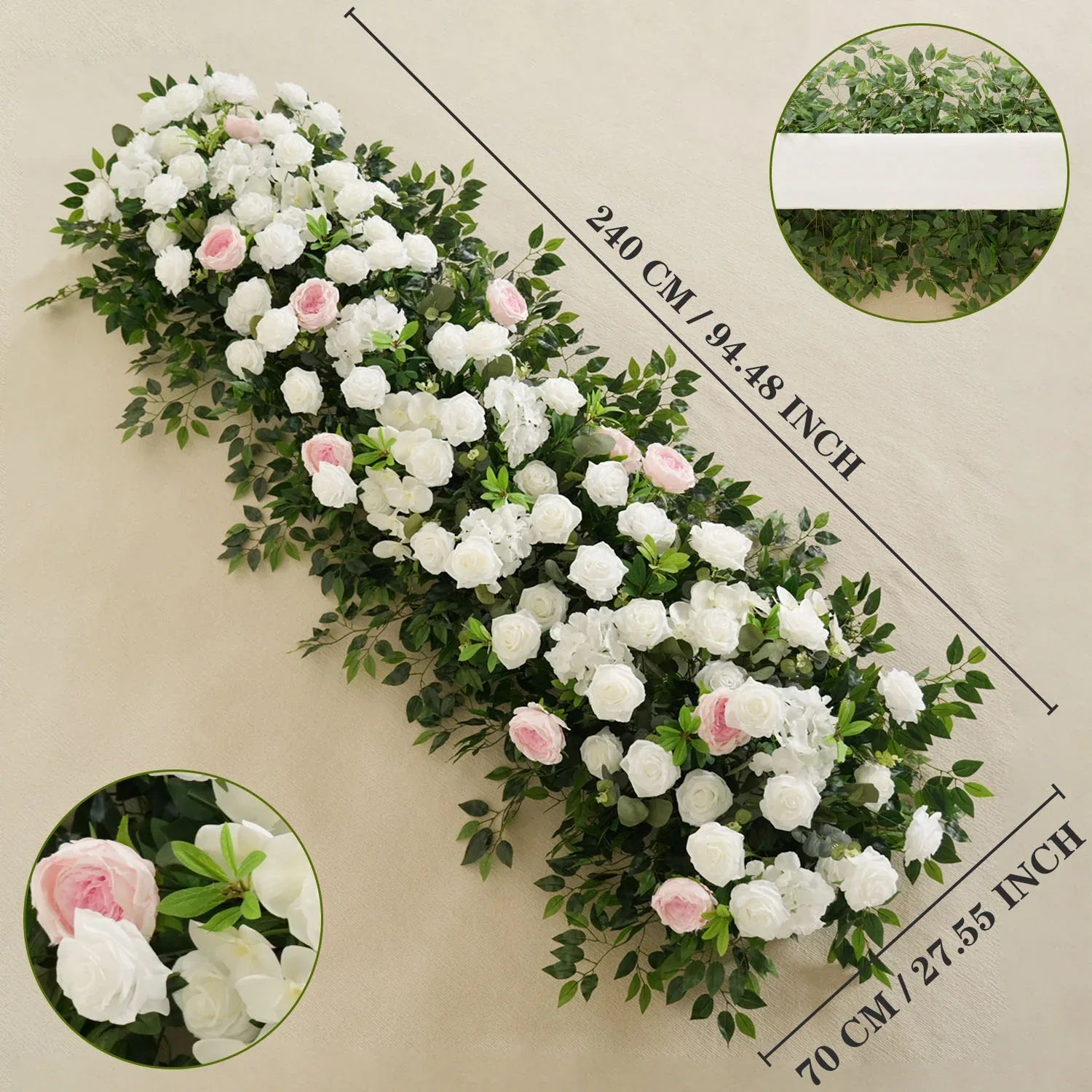 Uflower White Rose Wedding Background Flower Arrangement Arch Decoration SET80002-01 - Uflower