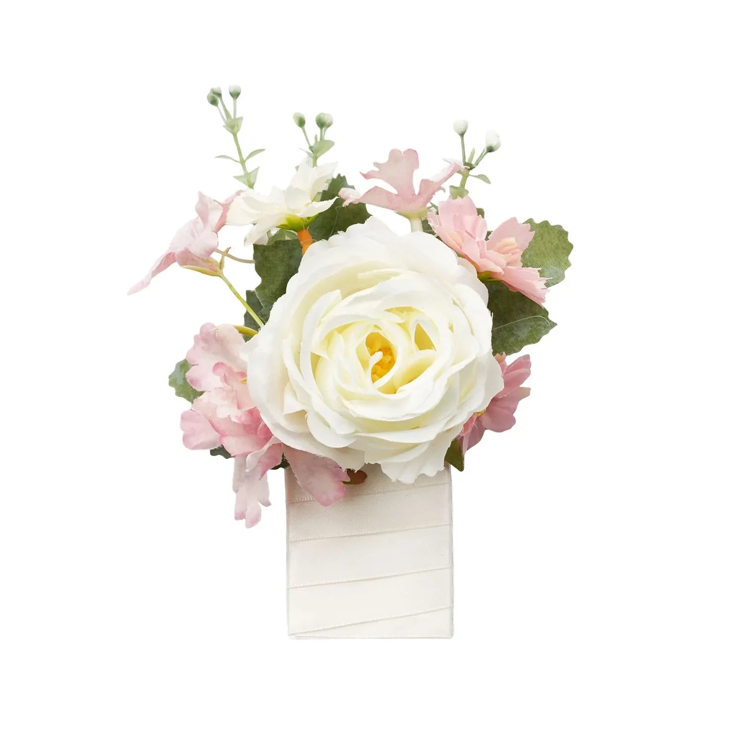 Uflower Pink White Series Bride Bouquet Wrist Corsage Groom Boutonniere Wedding Event Supplies SET80080-01 - Uflower