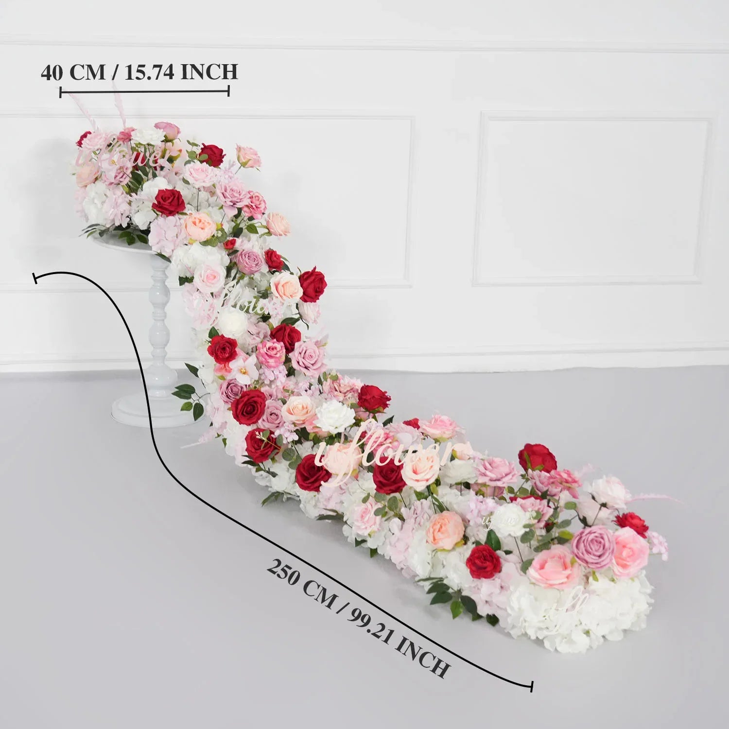 Uflower Pink White Rose Table Runner Sofa Floral Wedding Backdrop Decor SET80137 - Uflower