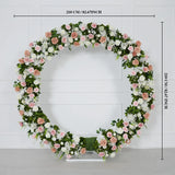 Uflower Pink White Greenery Flower Arrangement Table Runner Round Arch SET80201 - Uflower