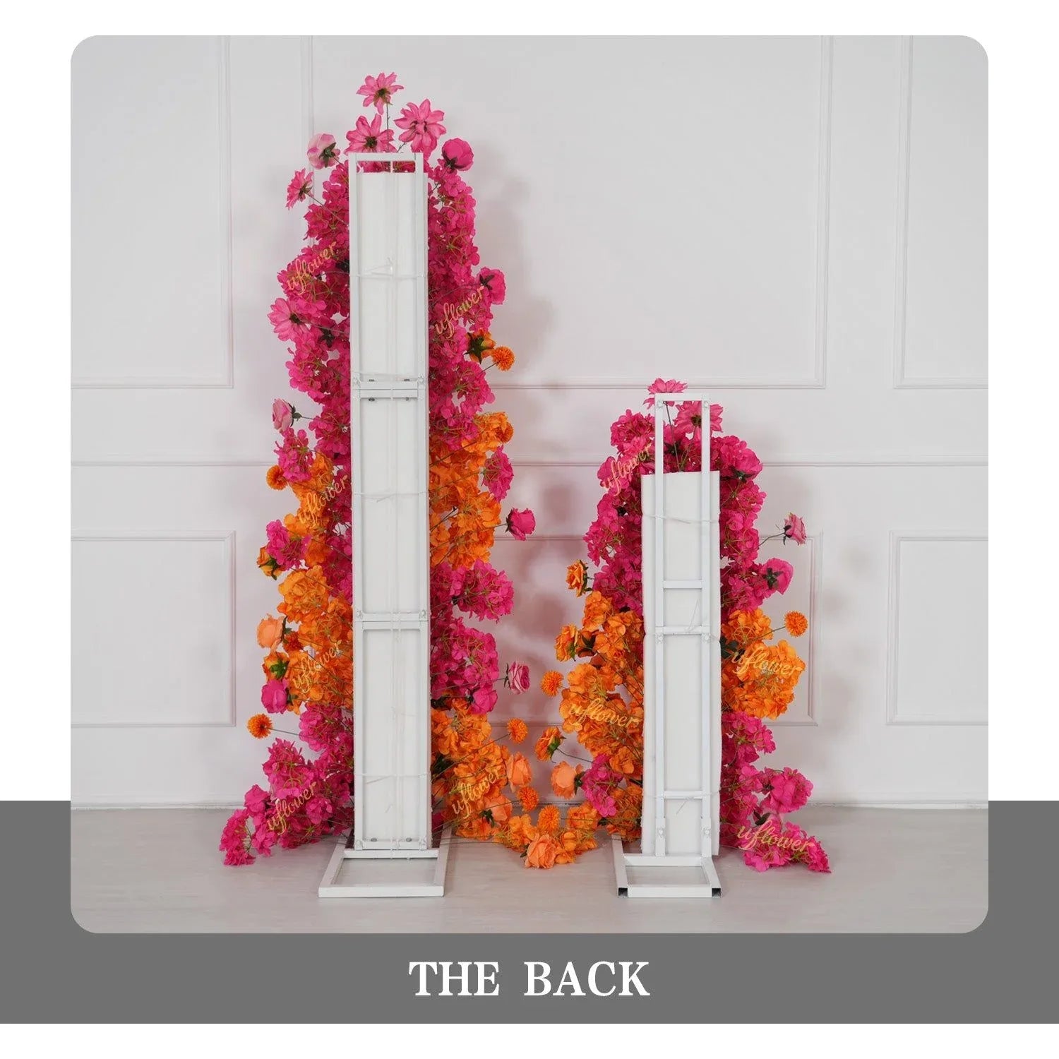 Uflower Rose Red Orange Flower Wedding Backdrop Arch Floral Arrangement SET80202 - Uflower