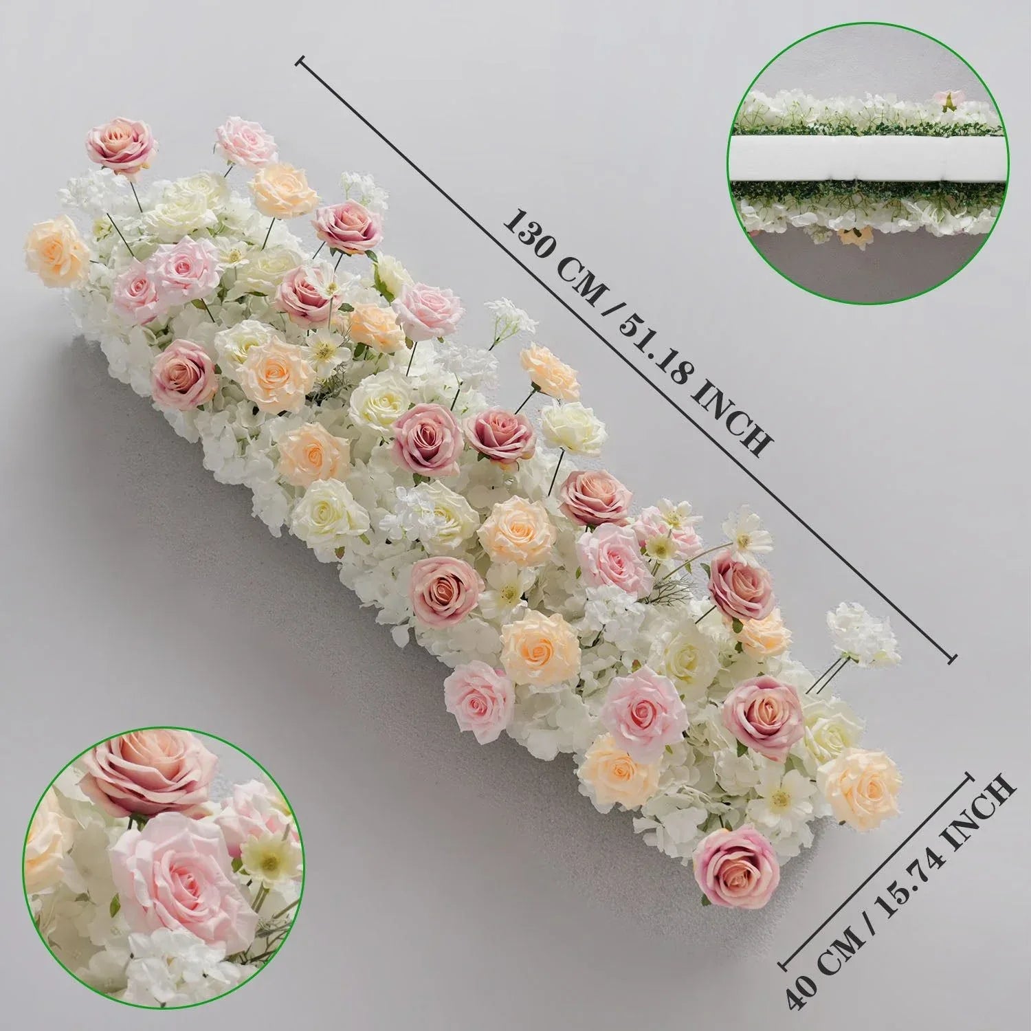 Uflower Champagne Pink Rose Table Runner Sofa Floral Wedding Backdrop Decor SET80132 - Uflower