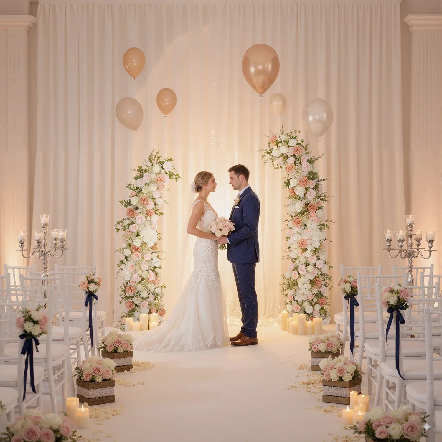 Uflower White 5D Horn Arch Flower Wedding Decor SET80060 - Uflower