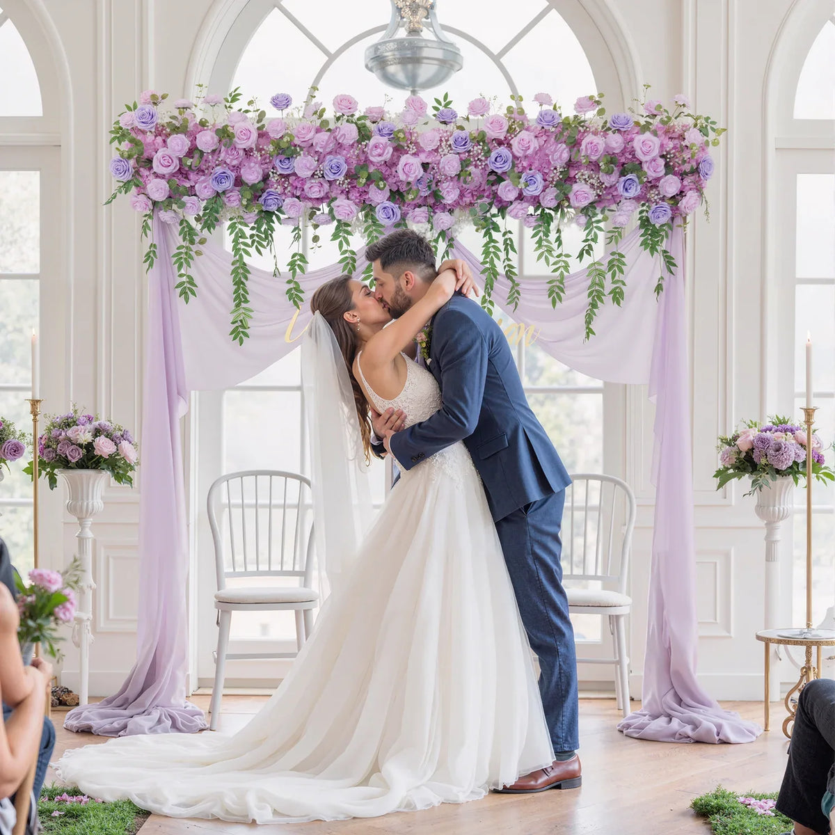 Uflower Purple Rose Backdrop Flower Row Wedding Decor SET80051 - Uflower