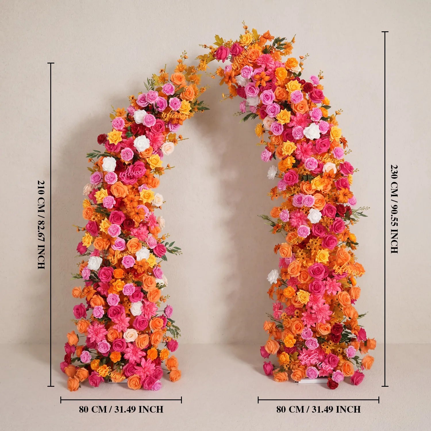 Uflower Orange-Rose Horn Arch Wedding Backdrop Party Event Decor Props SET80235