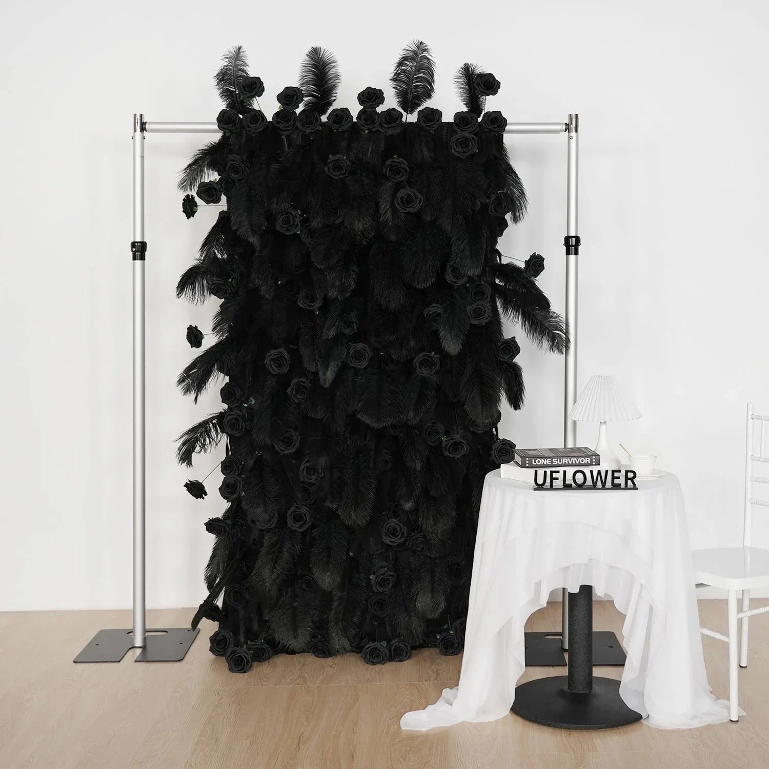 Uflower Artificial Black 5D Flower Wall Wedding Backdrop Decoration MA80034-01 - Uflower