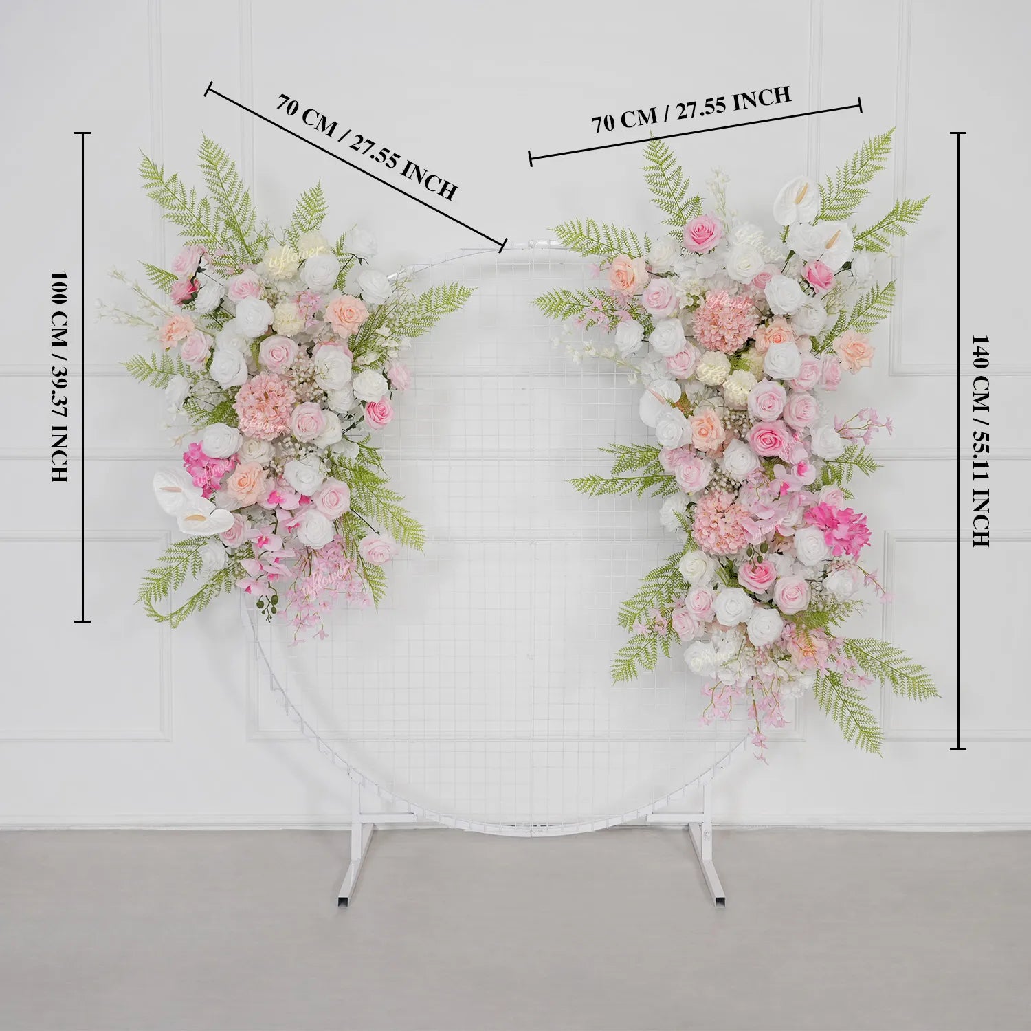 Uflower White Pink Floral Arrangement Wedding Party Arch Backdrop Decor SET80216