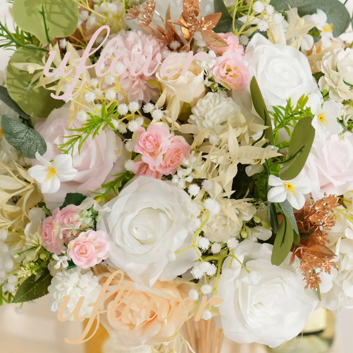 Artificial Champagne Pink White Rose Flower Arrangement Wedding Backdrop Decor Props SET80145 - Uflower