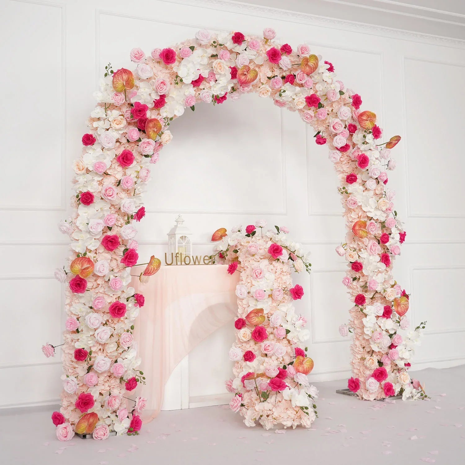 Uflower Pink Rose Floral Door Arch Wedding Party Backdrop Decoration SET80206 - Uflower