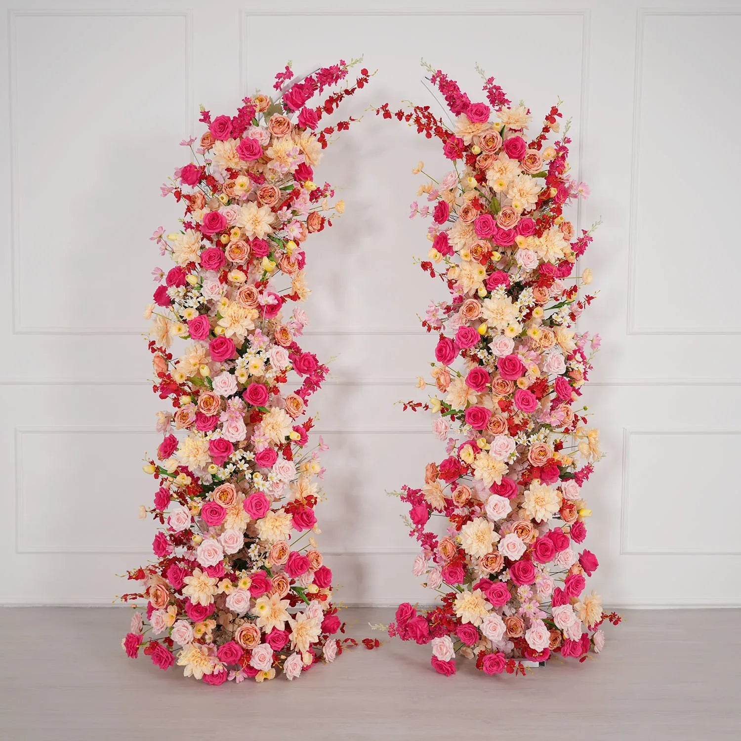 Uflower Champagne Pink Flower Horn Arch Wedding Party Birthday Backdrop Decor SET80176-02 - Uflower