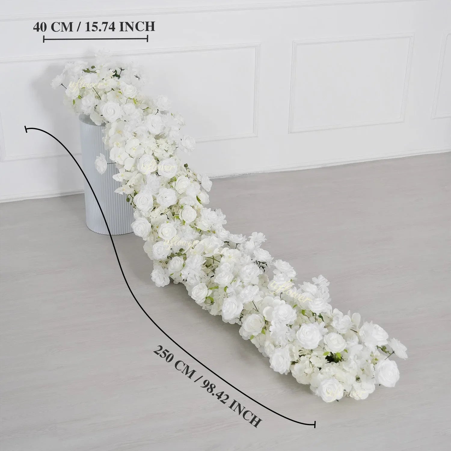 Uflower White Orchid Rose Table Runner Sofa Floral Wedding Backdrop Decor SET80185 - Uflower