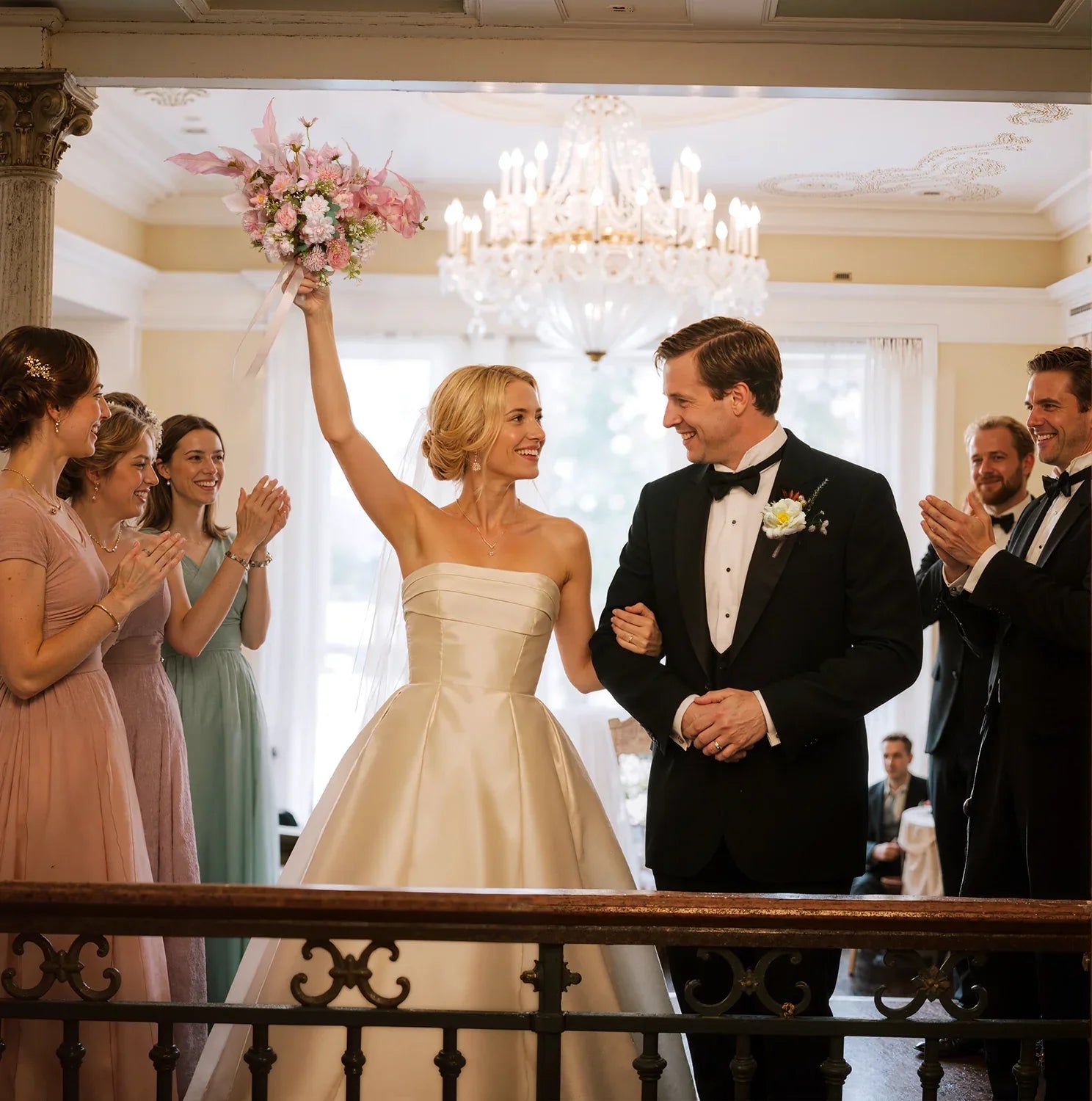 Uflower Pink White Series Bride Bouquet Wrist Corsage Groom Boutonniere Wedding Event Supplies SET80080-09 - Uflower