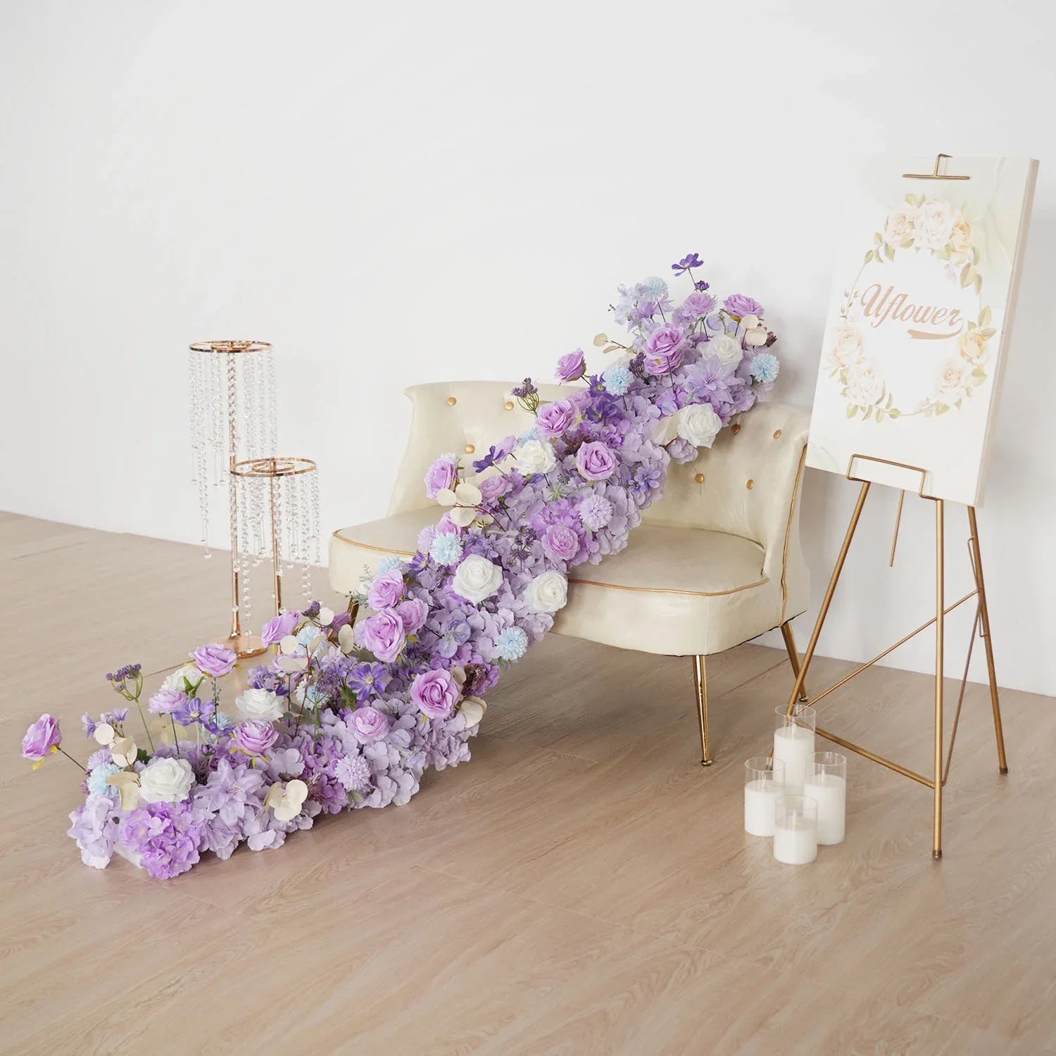 Uflower Purple Rose Floral Door Arch Wedding Party Backdrop Decoration MC80093 - Uflower