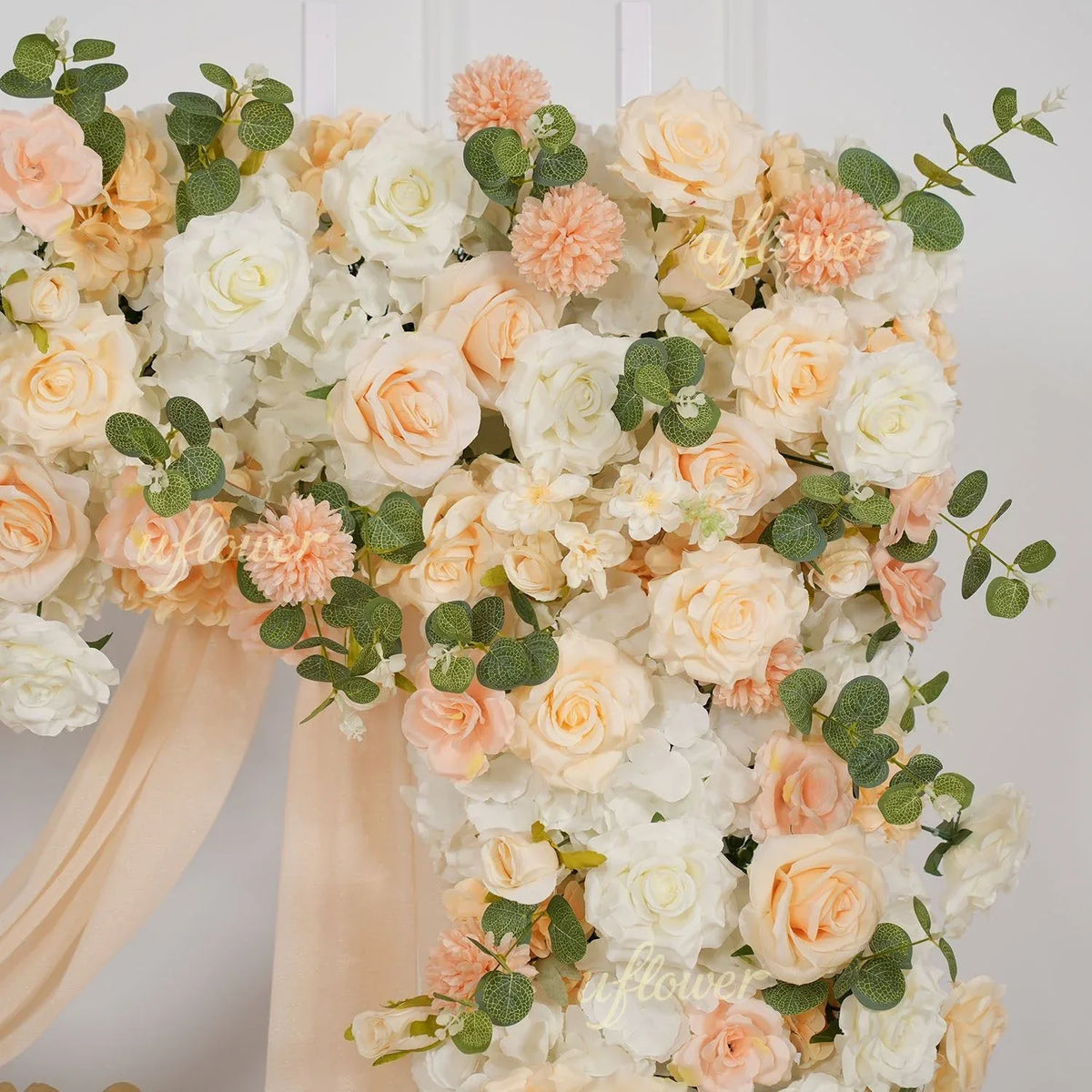 Uflower Champagne Rose Floral Square Arch Wedding Party Backdrop Decoration SET80173 - Uflower