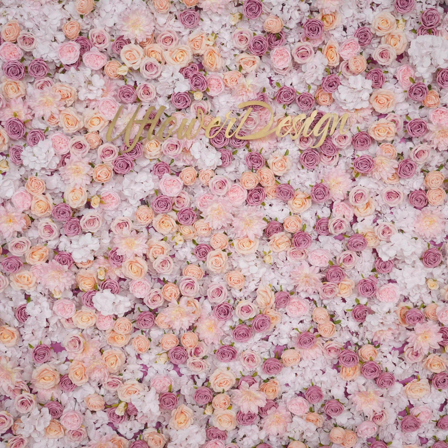 Uflower Artificial Pink Champagne Rose 5D Wedding Flower Wall SET80093 - Uflower