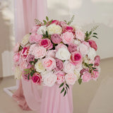 Artificial Pink Rose Flower Arrangement Wedding Backdrop Decor Props SET80142 - Uflower