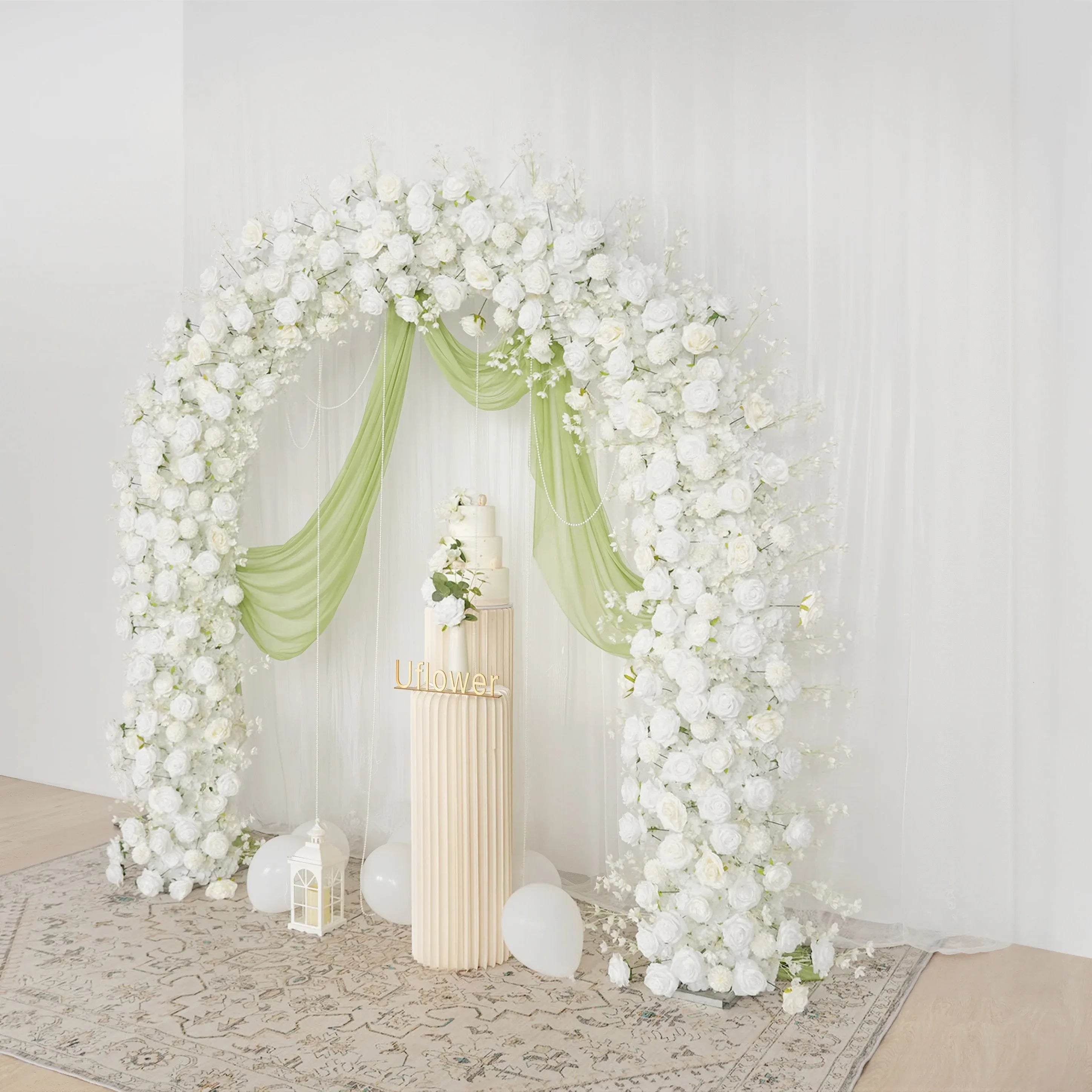 Uflower White Rose Floral Door Arch Wedding Party Backdrop Decoration SET80124 - Uflower