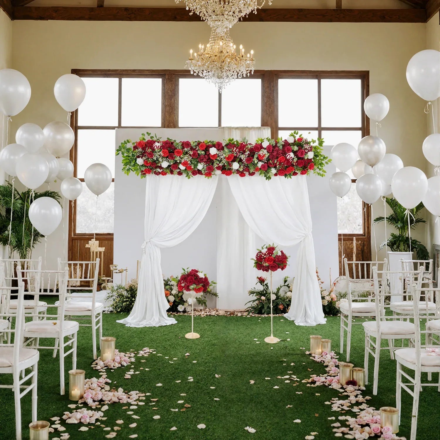 Uflower Artificial Burgundy Roses Flower Row Decorate SET80031 - Uflower