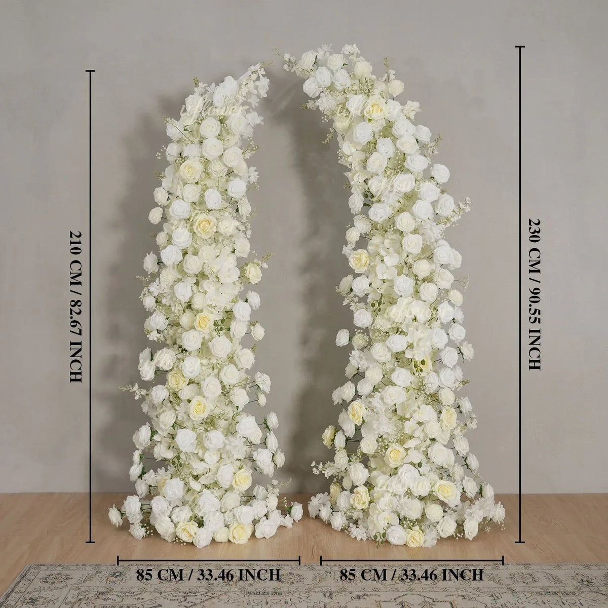 Uflower White Rose Horn Arch Floral Arrangement Wedding Backdrop Decor SET80162 - Uflower