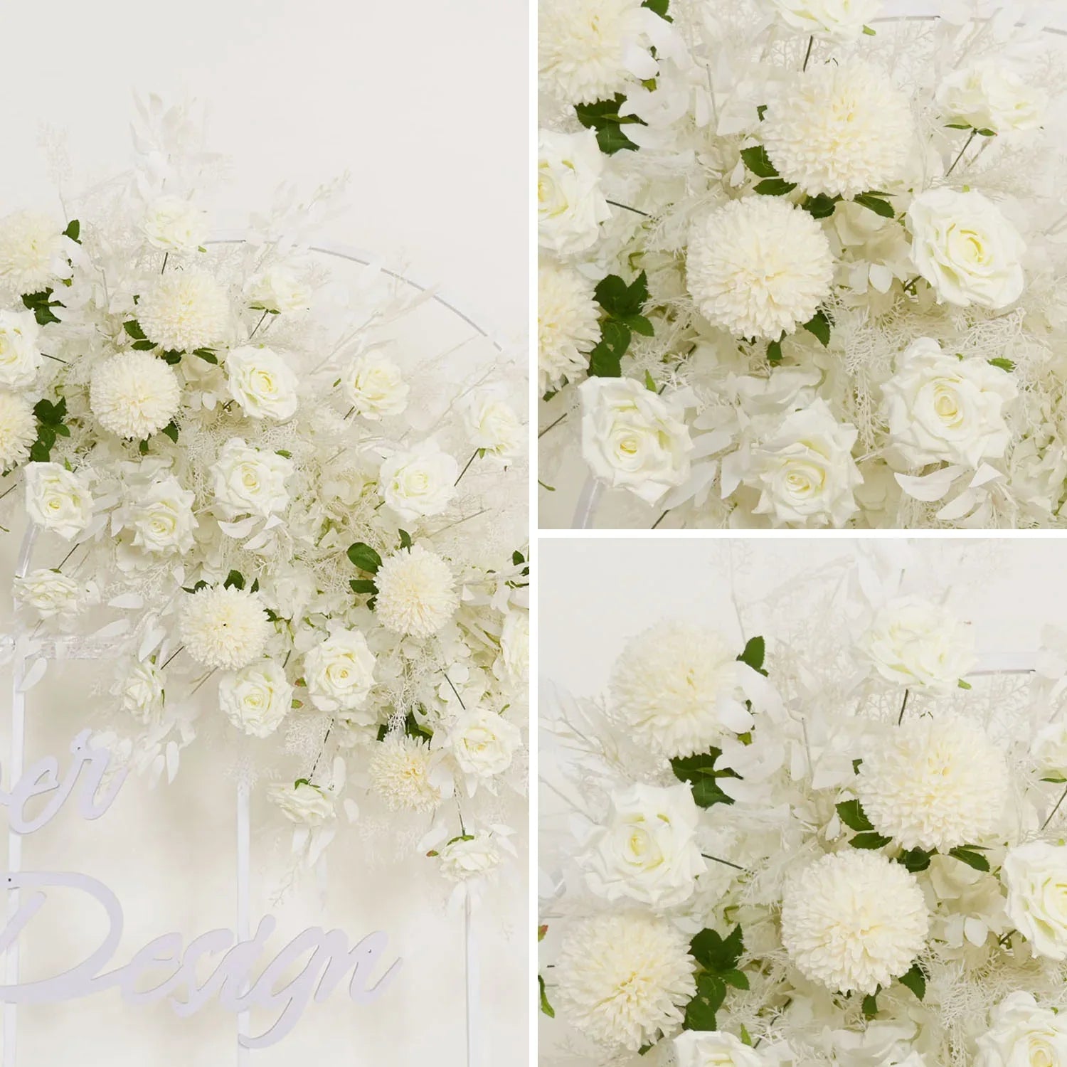 Uflower Artificial White Wedding KT Backdrop Flower Row Decor SET80061 - Uflower