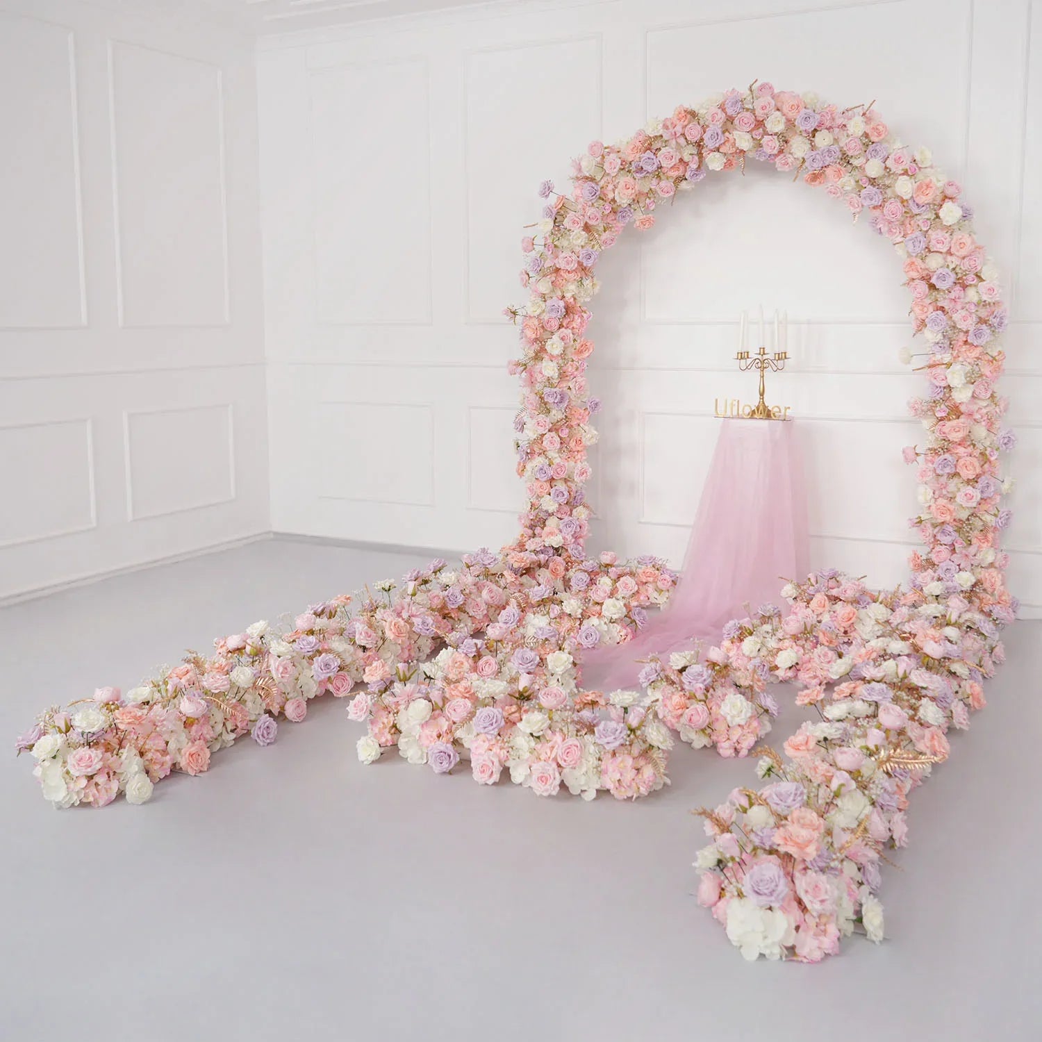 Uflower Purple Pink Rose Floral Door Arch Wedding Party Backdrop Decoration MC80127 - Uflower