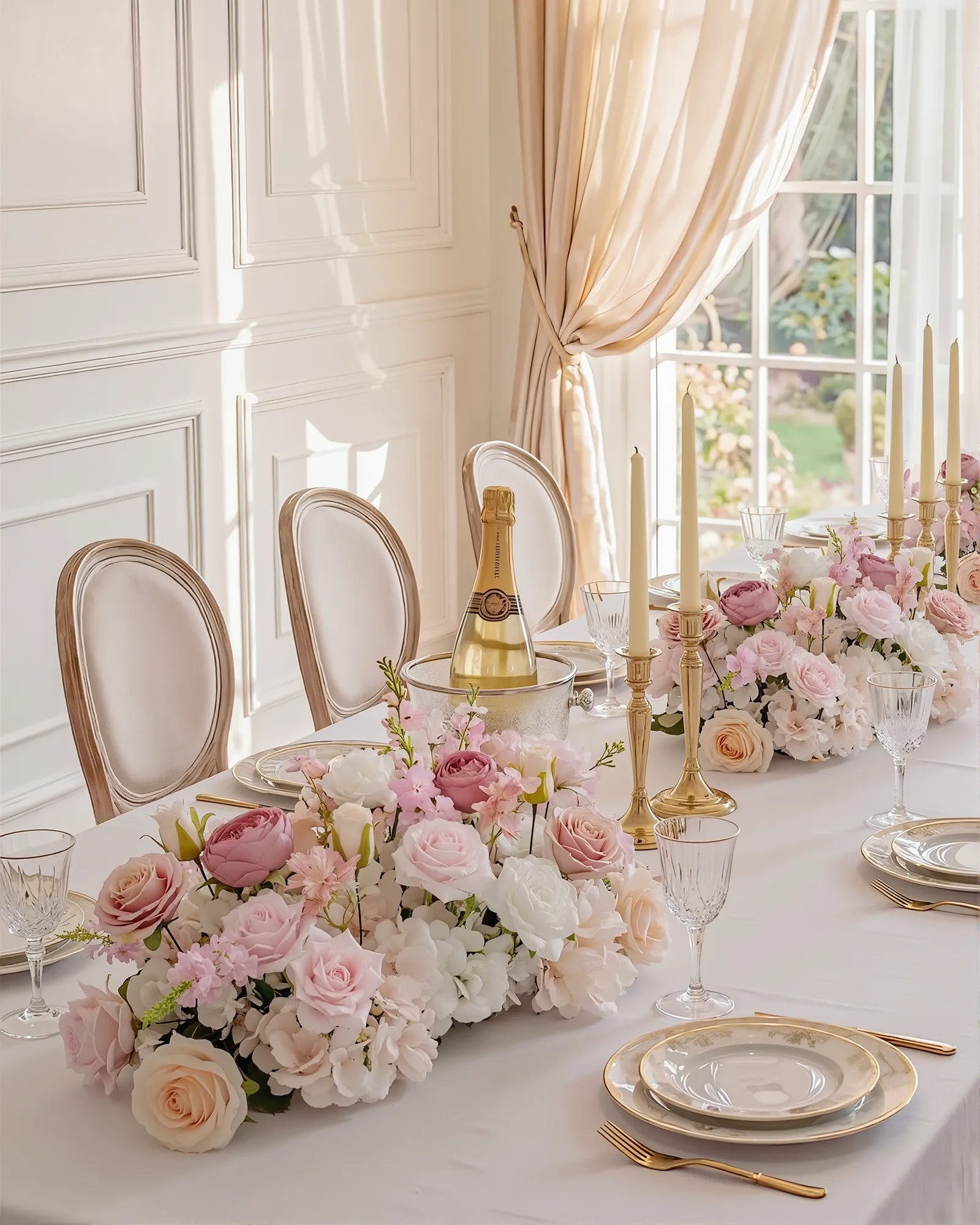 Uflower 50cm Pastel Pink & White Flower Row MC89003-03