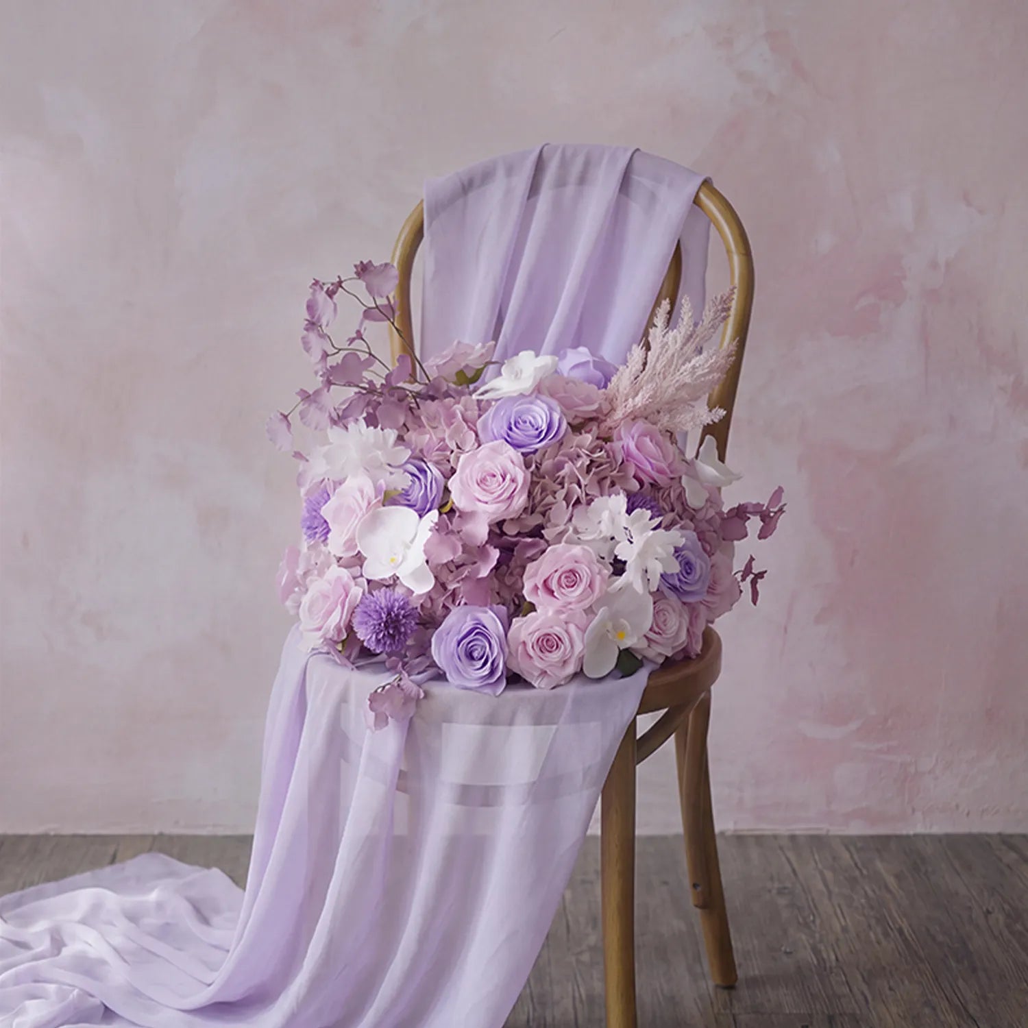 Uflower Taro Purple Wedding Decorations | One-Stop Wedding Styling with Arch, Bridal Bouquet, Chair Flowers & Floral Rows