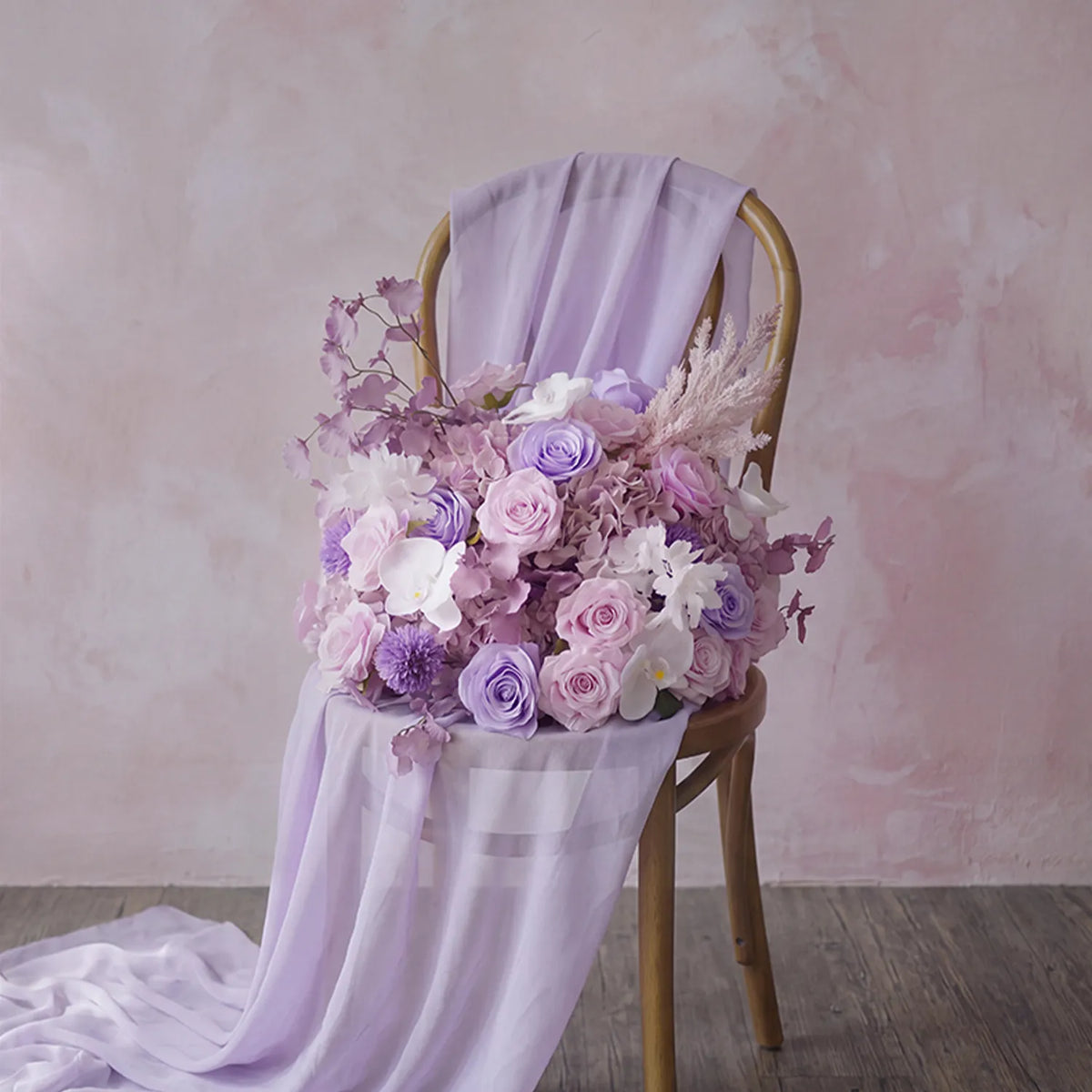 Uflower Taro Purple Wedding Decorations | One-Stop Wedding Styling with Arch, Bridal Bouquet, Chair Flowers & Floral Rows