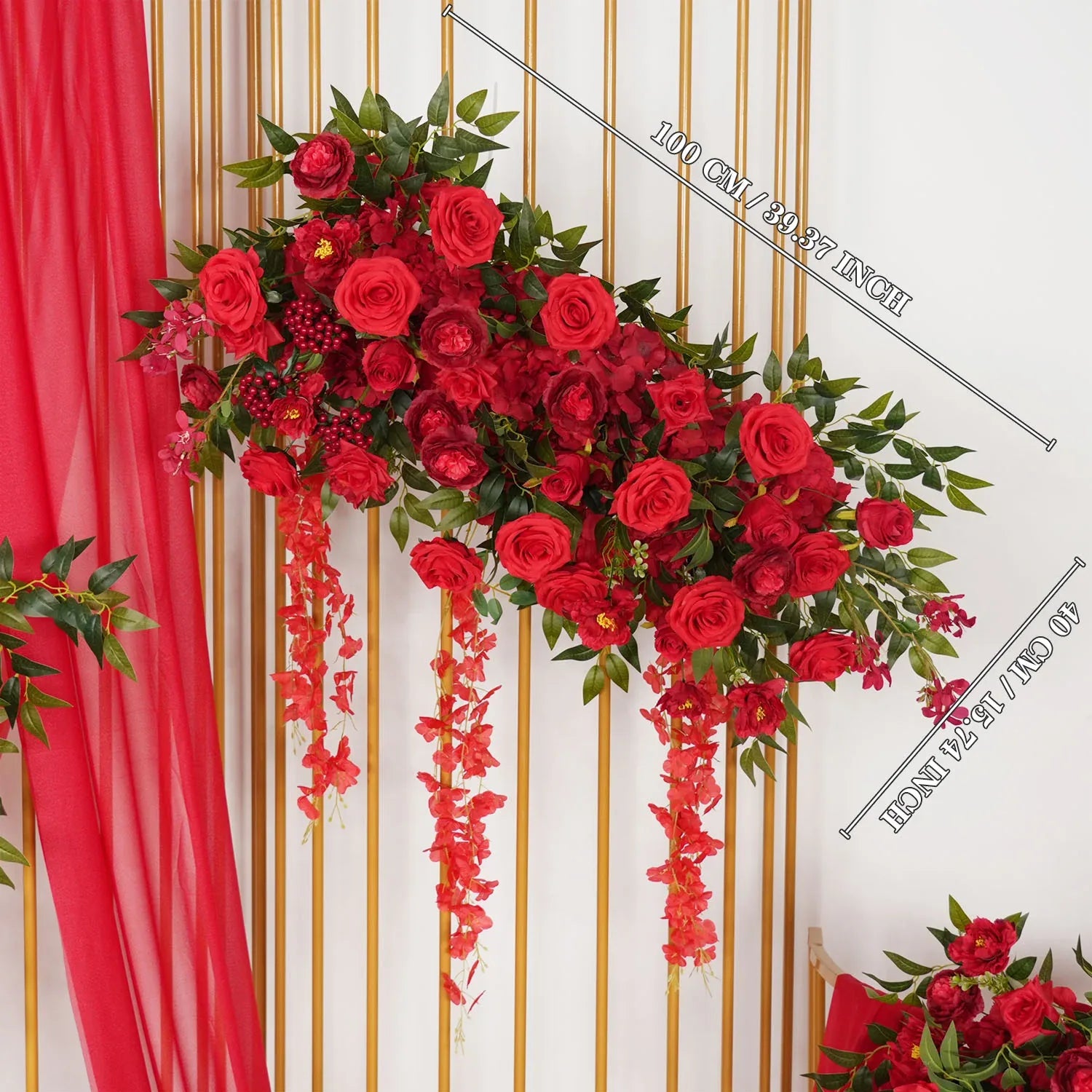 Uflower Artificial Red Wedding KT Backdrop Flower Decor SET80059 - Uflower