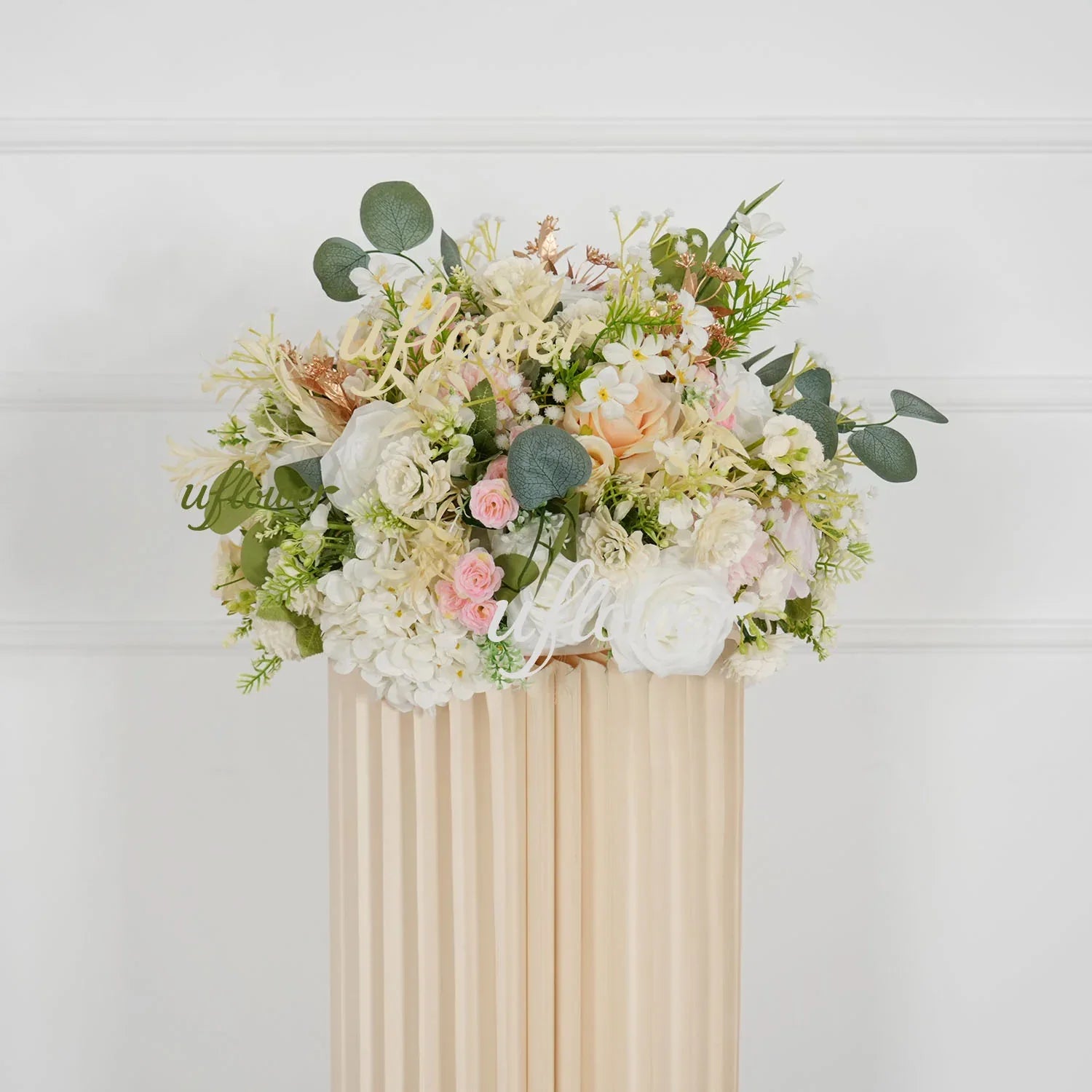 Artificial Champagne Pink White Rose Flower Arrangement Wedding Backdrop Decor Props SET80145 - Uflower