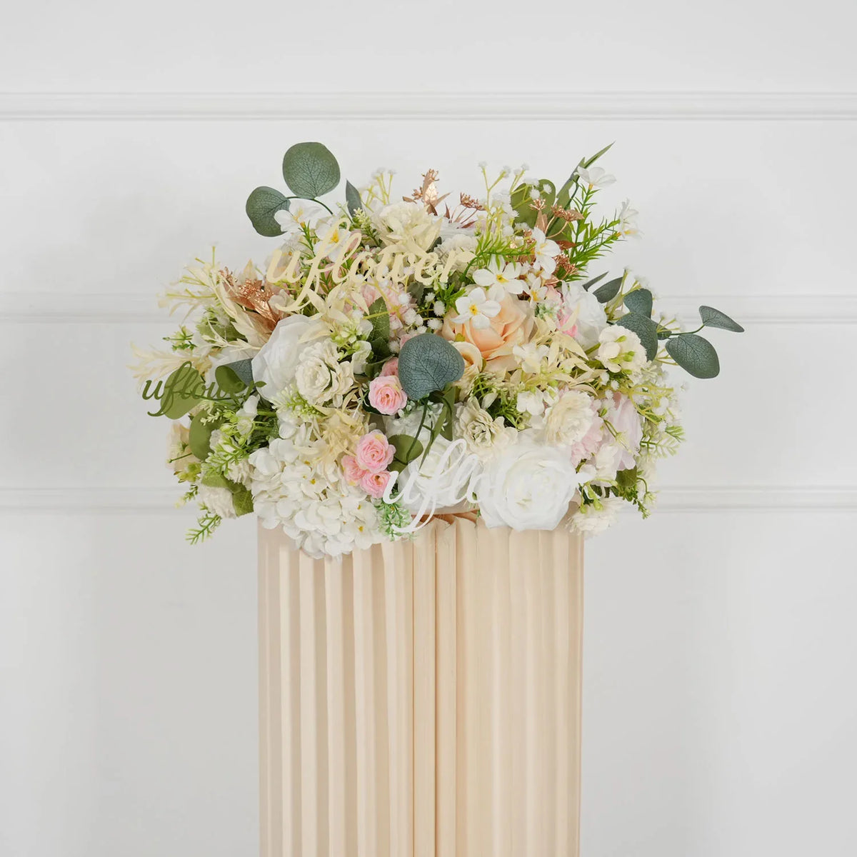 Artificial Champagne Pink White Rose Flower Arrangement Wedding Backdrop Decor Props SET80145 - Uflower