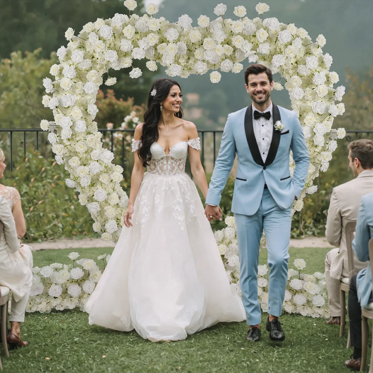 Uflower 2m*2m White Rose Heart-Shaped Arch Wedding Decor SET80011 - Uflower