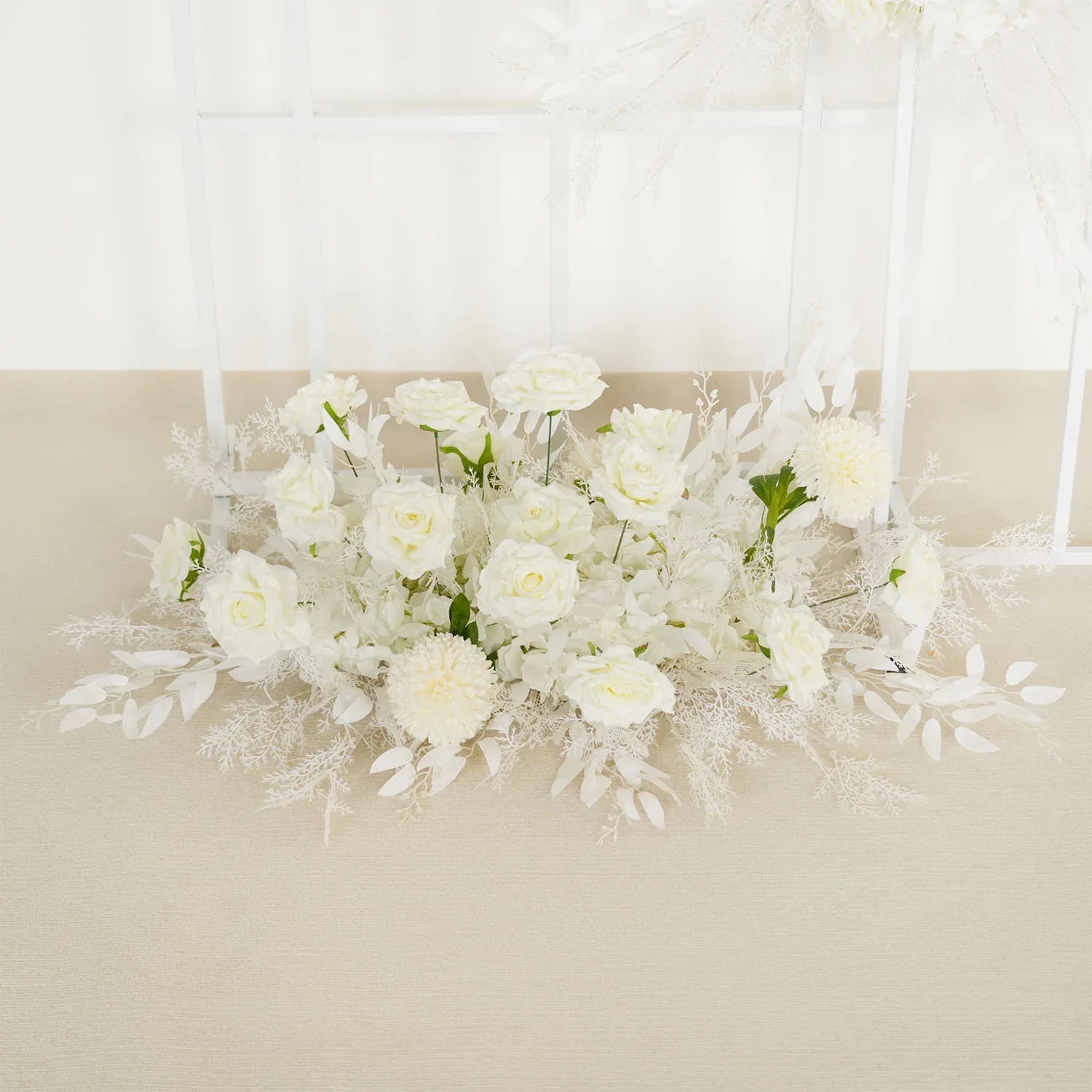 Uflower Artificial White Wedding KT Backdrop Flower Row Decor SET80061 - Uflower
