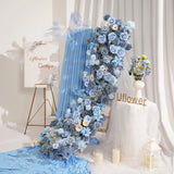 Uflower Blue Table Runner Sofa Floral Wedding Backdrop Decor MC80227-01