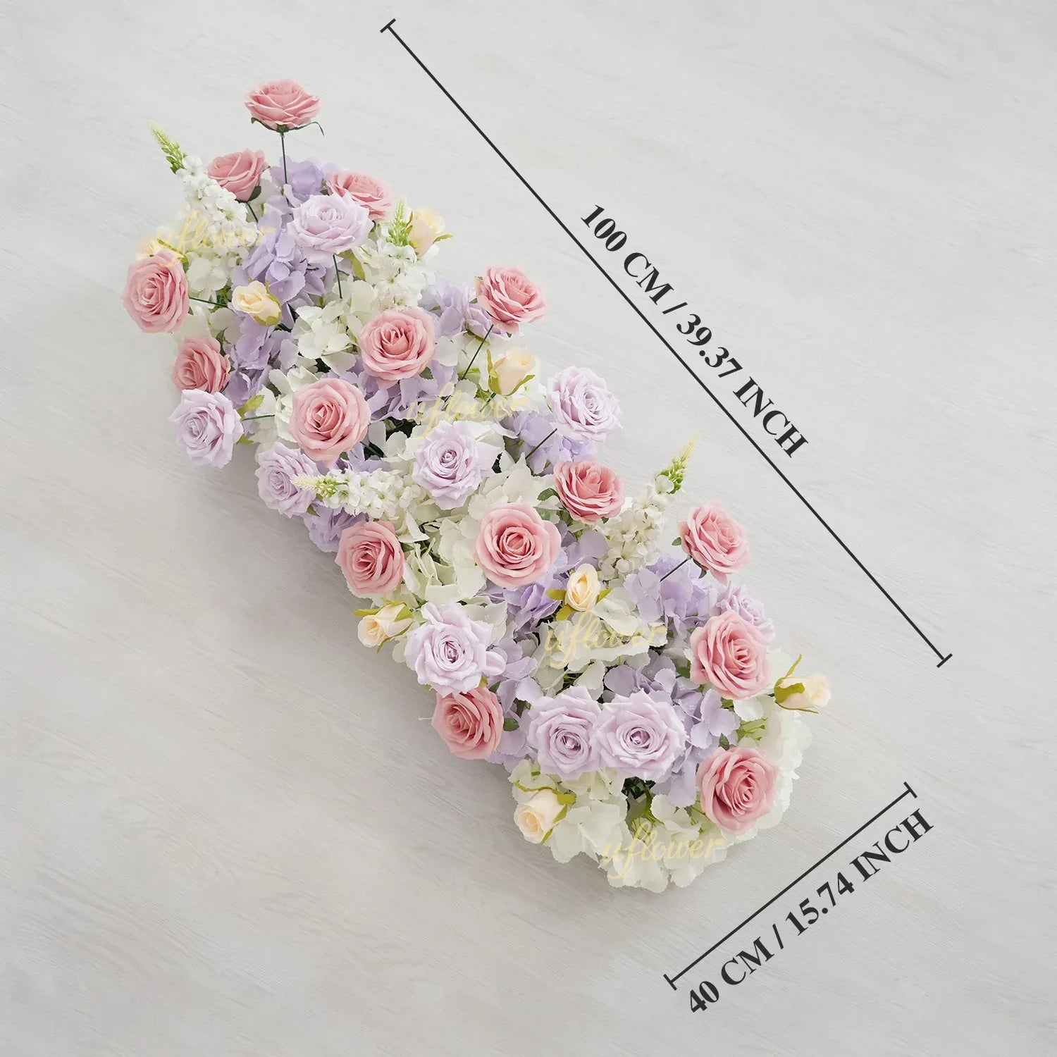 Uflower Purple Pink Floral Arrangement Wedding Arch Backdrop Party Flower Row Decor SET80197 - Uflower