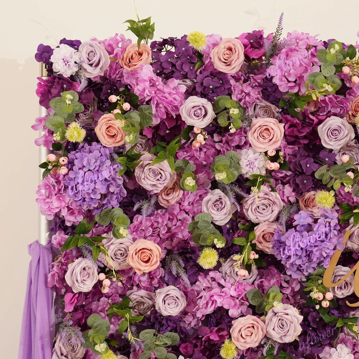 Uflower Flower Wall 3D Purple Hydrangea Floral Backdrop Wedding Party Proposal Decor SET80188 - Uflower