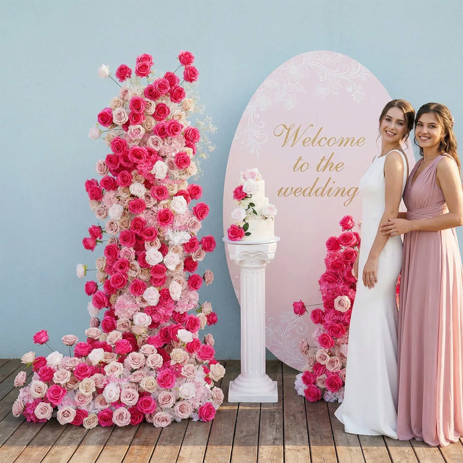 Uflower Rose red rose wedding background arch KT board decoration flower arrangement SET80092 - Uflower