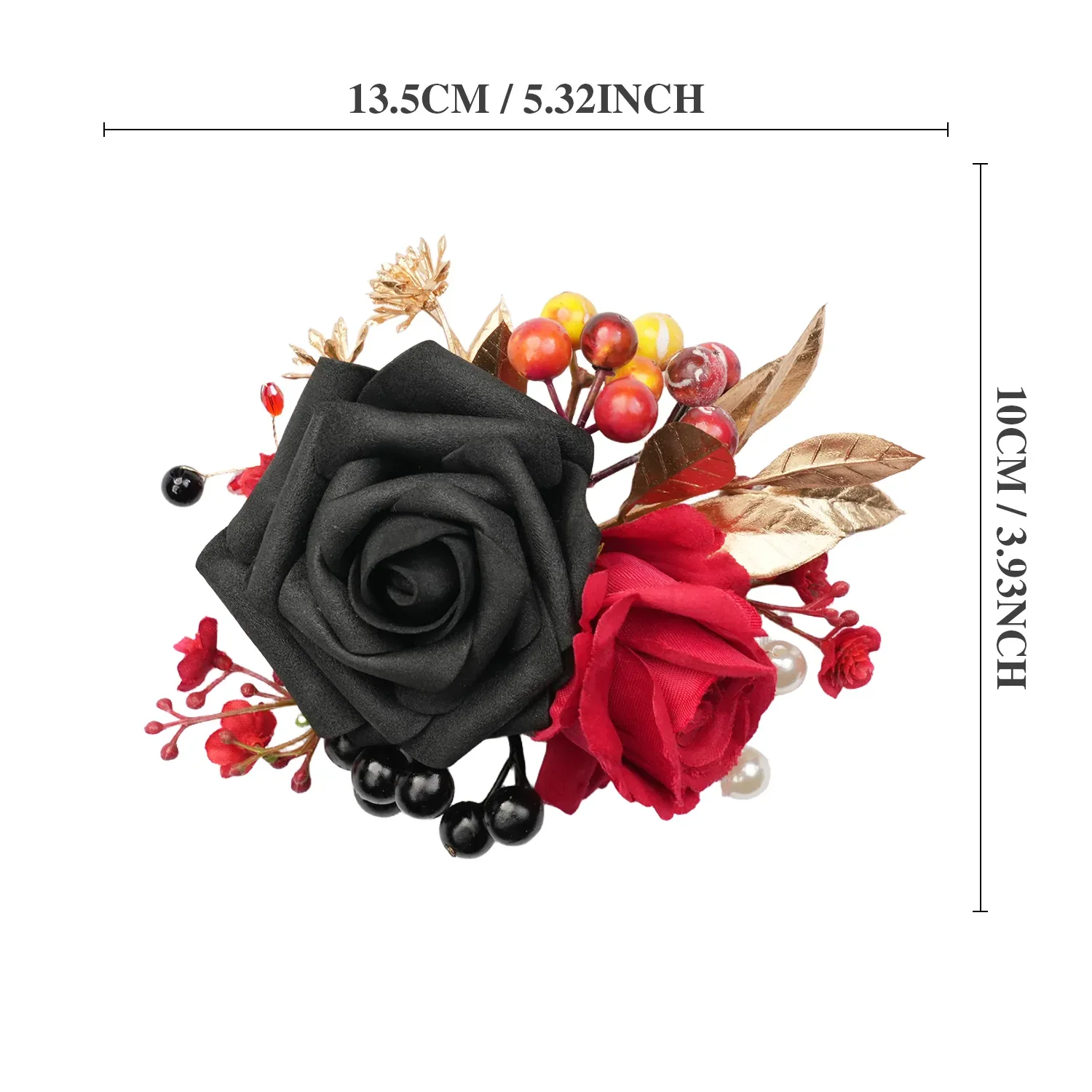 Uflower Black Burgundy Bride Bouquet Wrist Corsage Groom Boutonniere Set Wedding Event Supplies SET80080-11 - Uflower